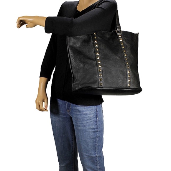 Large Studded Crossbody Tote Bag Black - Picture 6 of 7